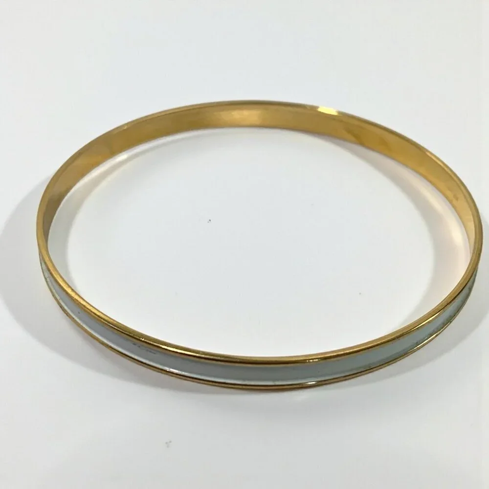 Napier Gold Tone & White Enamel Vintage Bangle Bracelet 2.5
